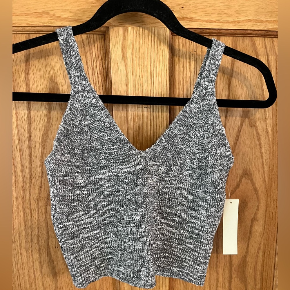 Active USA Charcoal Knit crop Top